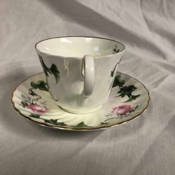 Allyn Nelson Fine Bone China England Cup & Saucer Sets Pink Roses & Ivy - Picture 9 of 14
